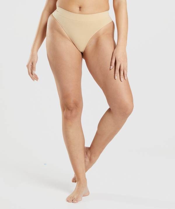 Damske Spodne Pradlo Gymshark Seamless High Rise Thong Svetlo Hnede | EO9451702